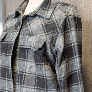 1X Soft Grey and Black Flannel Duster Dress from Duluth Trading Co